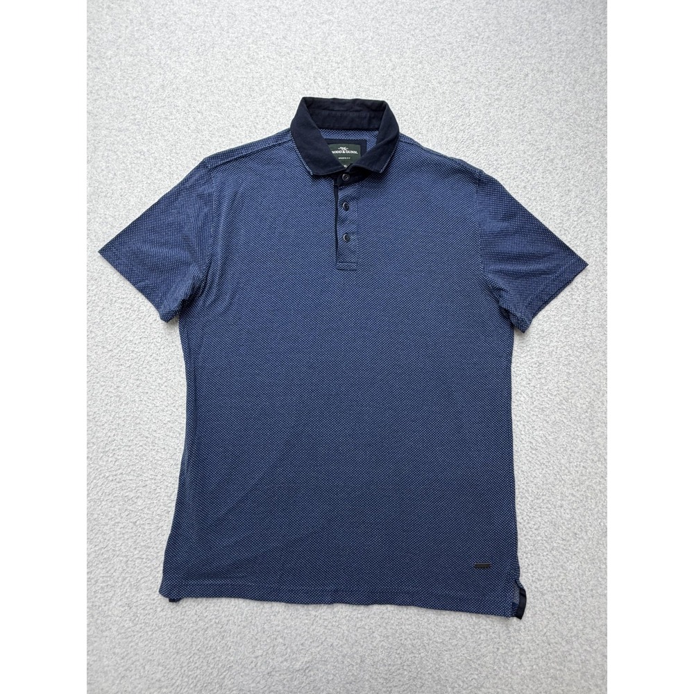 Rodd & Gunn Polo Shirt Mens XL Blue Sports Fit Geometric Knit Short Sleeve - Picture 1 of 9
